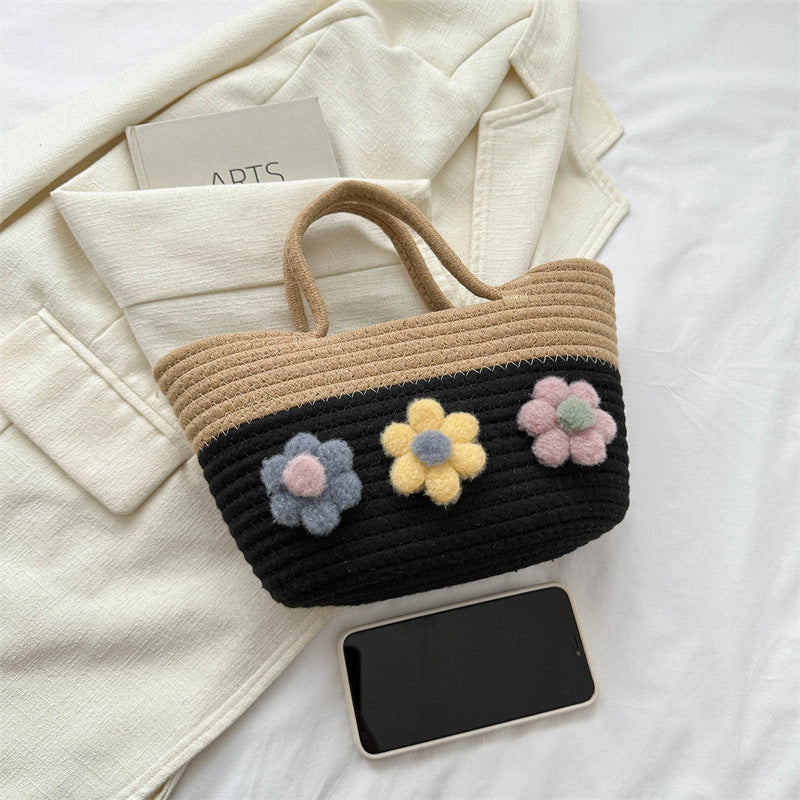 Wholesale Large Capacity Spliced Cotton Woven Bags